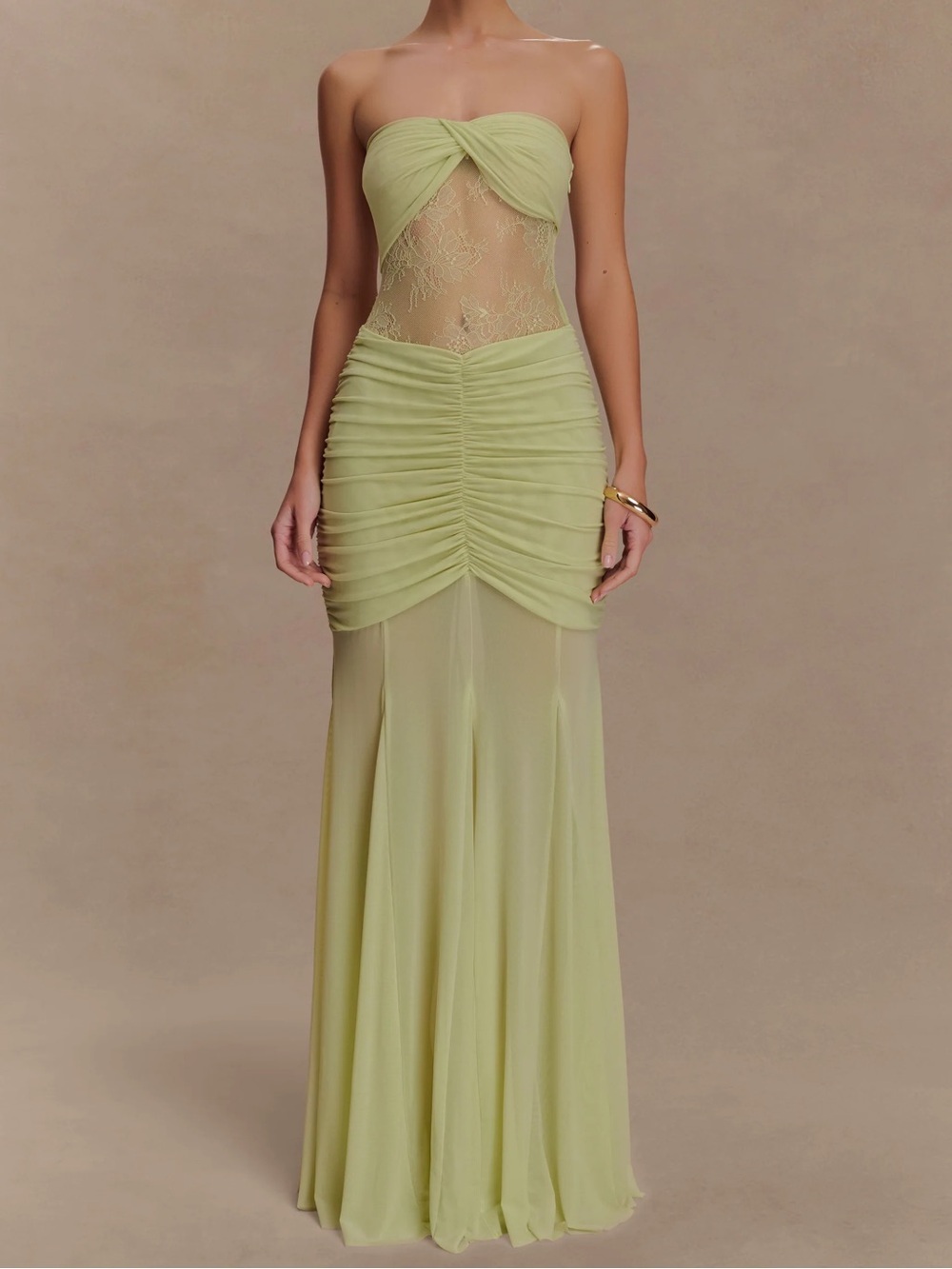 Meshki Khadijah Lace And Mesh Maxi Dress - Sage